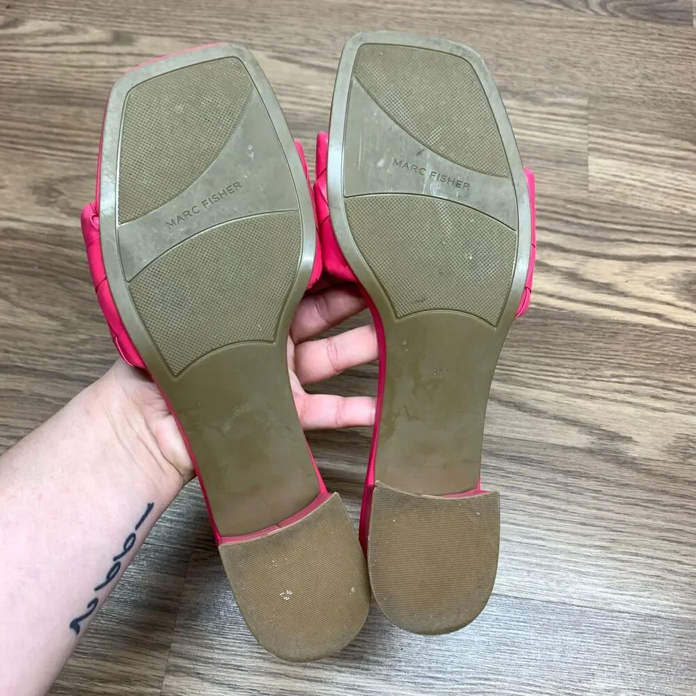 Marc Fisher Sandals Size 8M Hot Pink Casper Block Heel Barbiecore Travel Slip-On